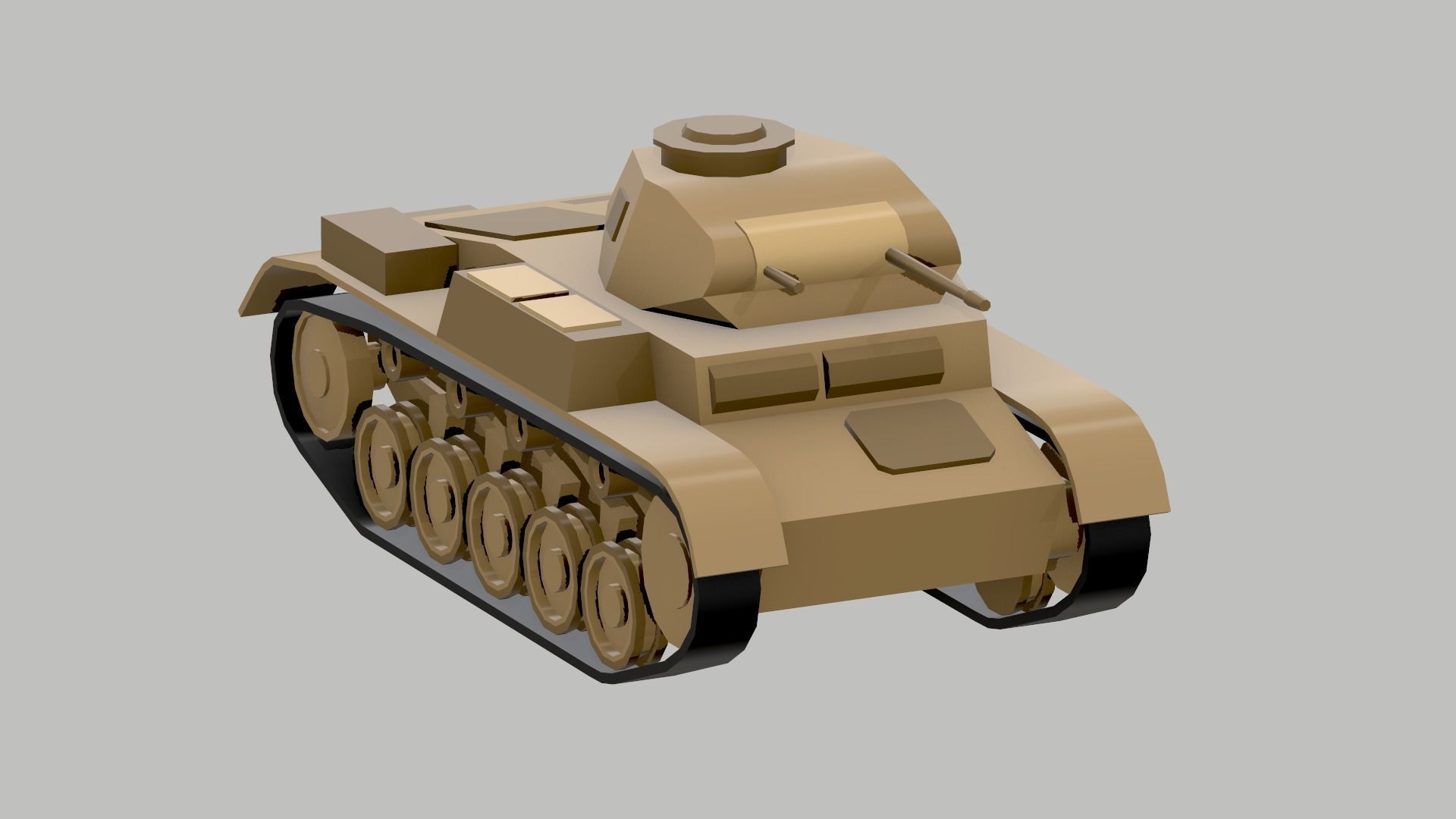 Set of low poly tanks Low-poly 3D model_8