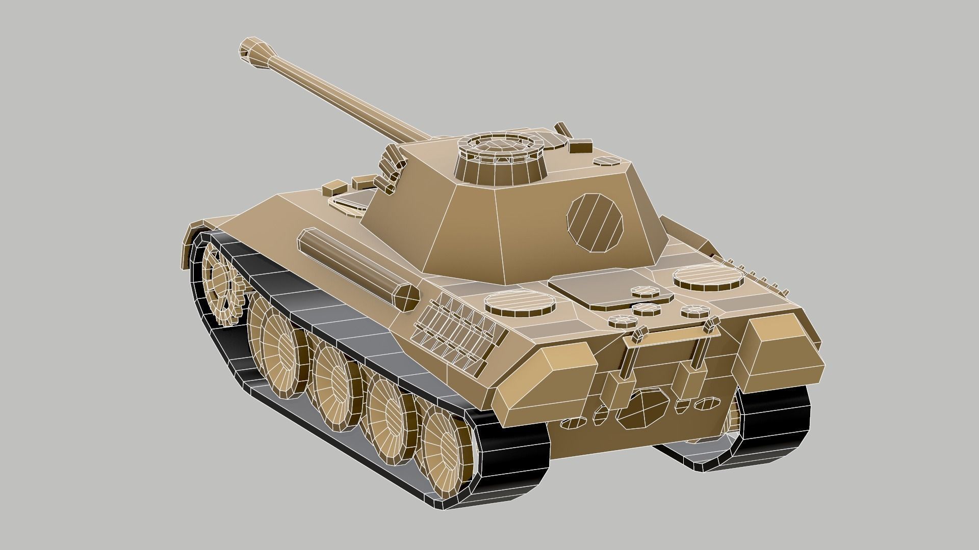 Set of low poly tanks Low-poly 3D model_19