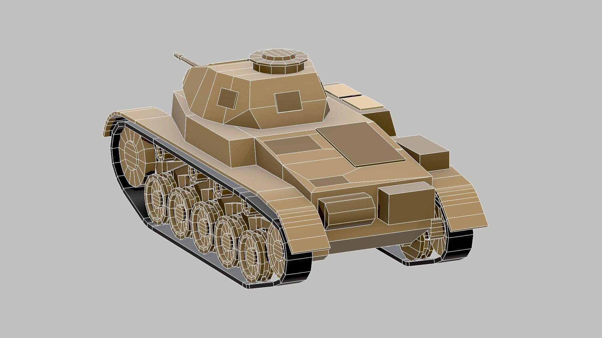 Set of low poly tanks Low-poly 3D model_11
