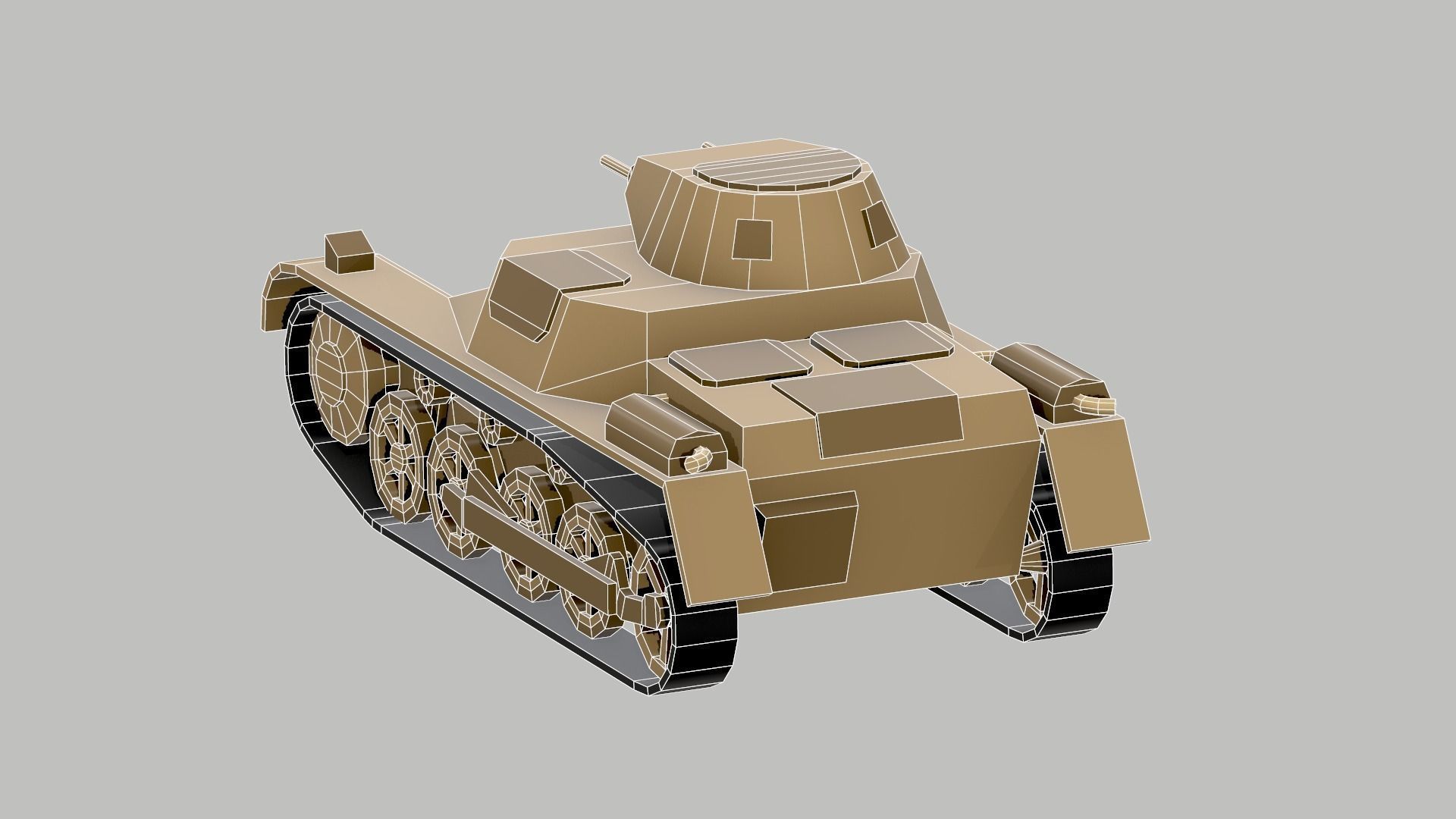Set of low poly tanks Low-poly 3D model_7