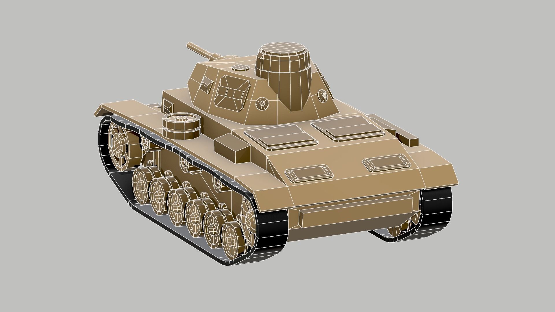 Set of low poly tanks Low-poly 3D model_15