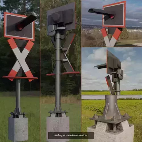 Andreaskreuz Version 1 Low and High-Poly 3D Model Collection
