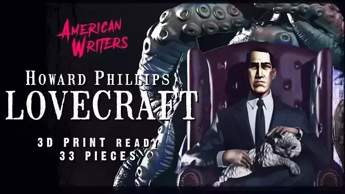 H P LOVECRAFT  FAN ART STATUE 3D PRINTABLE 3D print model