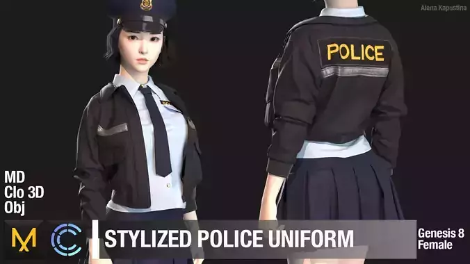 Stylized police uniform  Marvelous Designer project obj