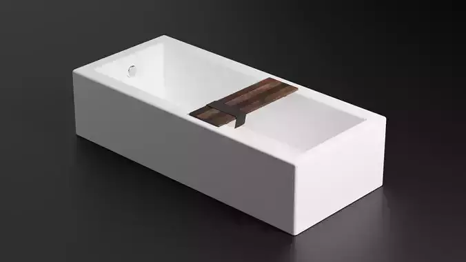 Bathtub with wood plank 3D model