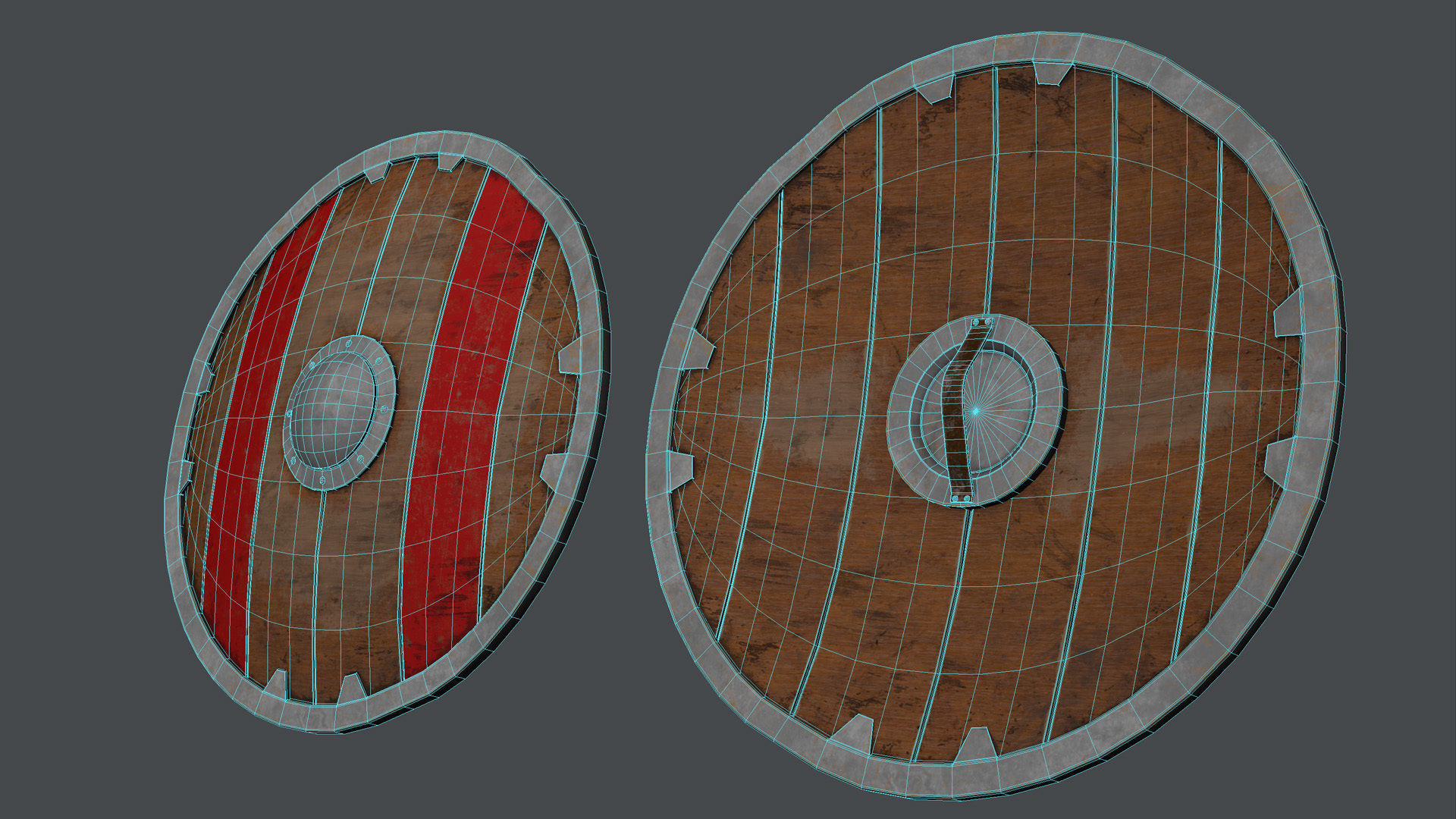 Shield PBR LowPoly two medieval shields Low-poly 3D model_22