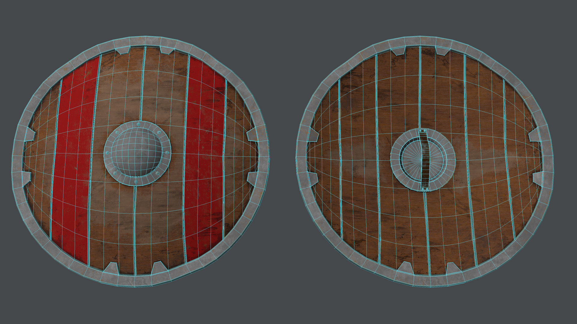 Shield PBR LowPoly two medieval shields Low-poly 3D model_20