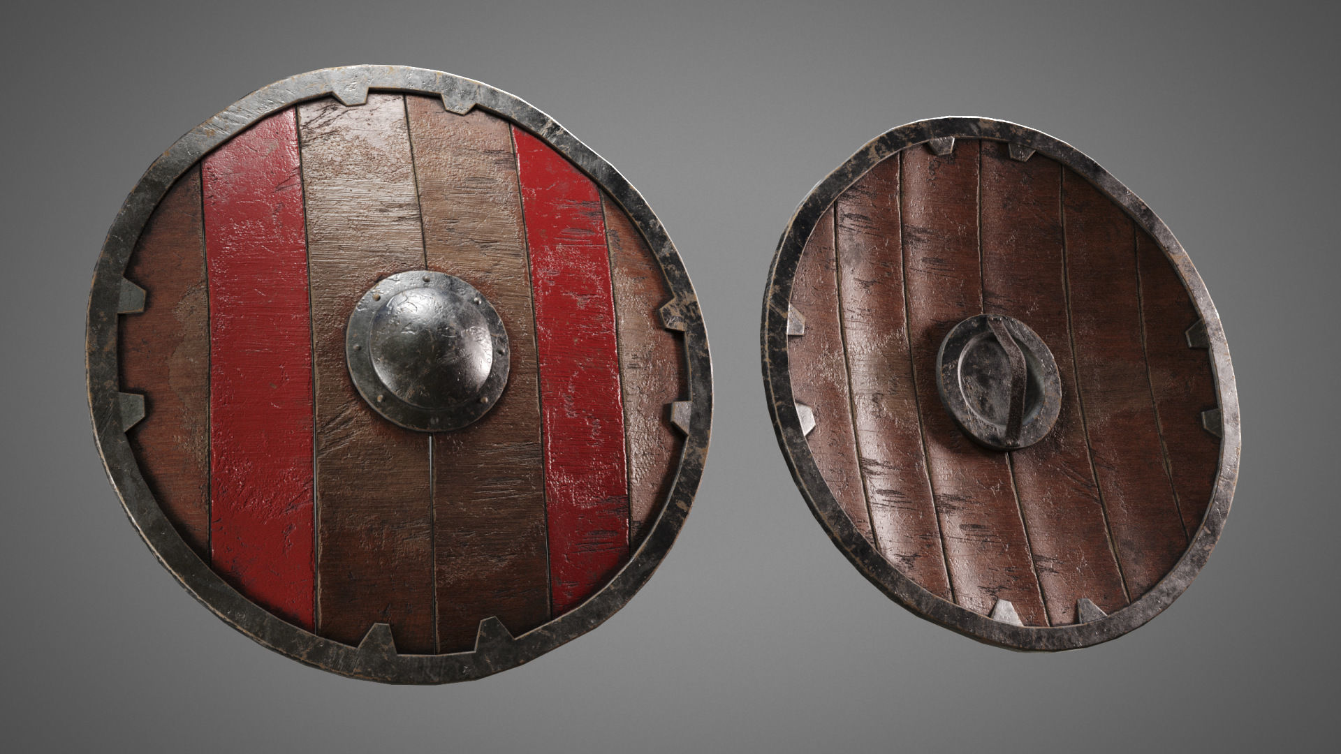 Shield PBR LowPoly two medieval shields Low-poly 3D model_11