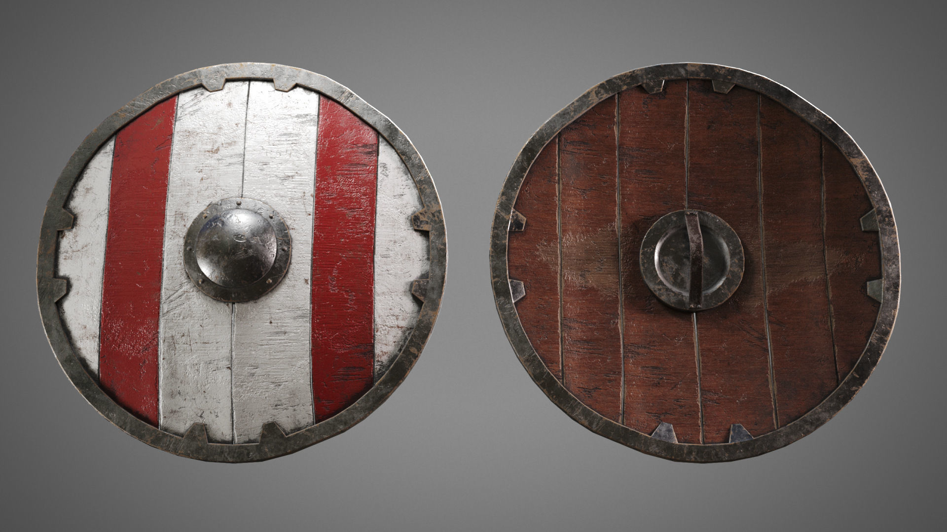 Shield PBR LowPoly two medieval shields Low-poly 3D model_1
