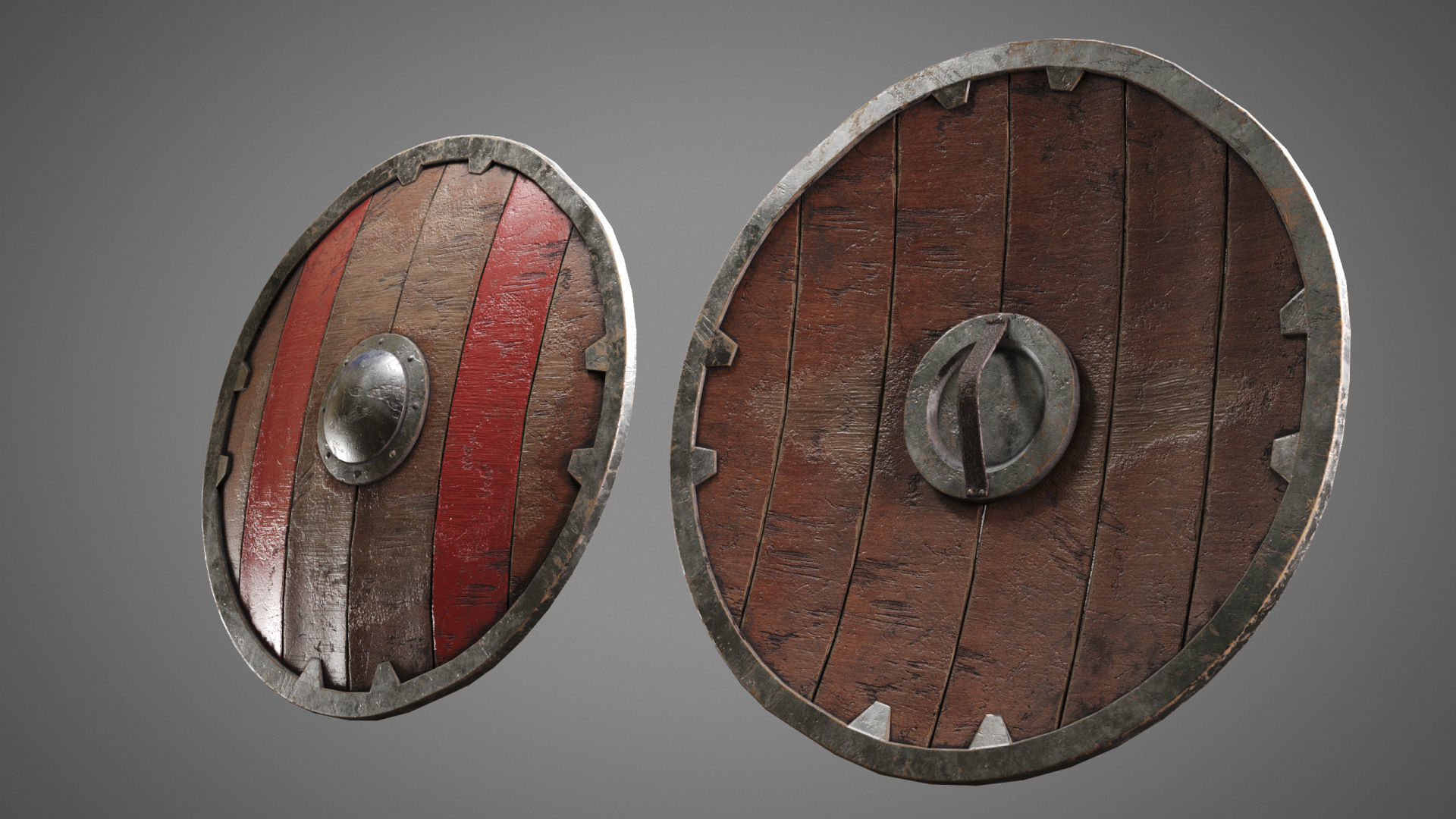 Shield PBR LowPoly two medieval shields Low-poly 3D model_12