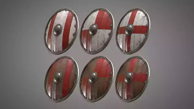 Shield PBR LowPoly two medieval shields