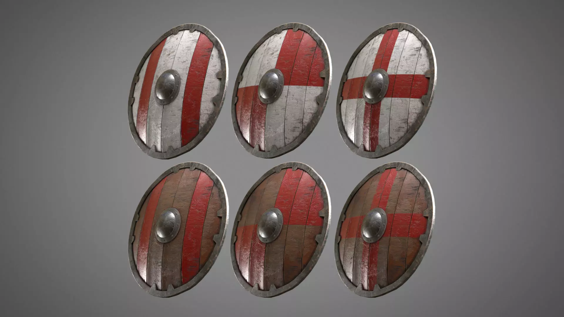 Shield PBR LowPoly two medieval shields Low-poly 3D model_0