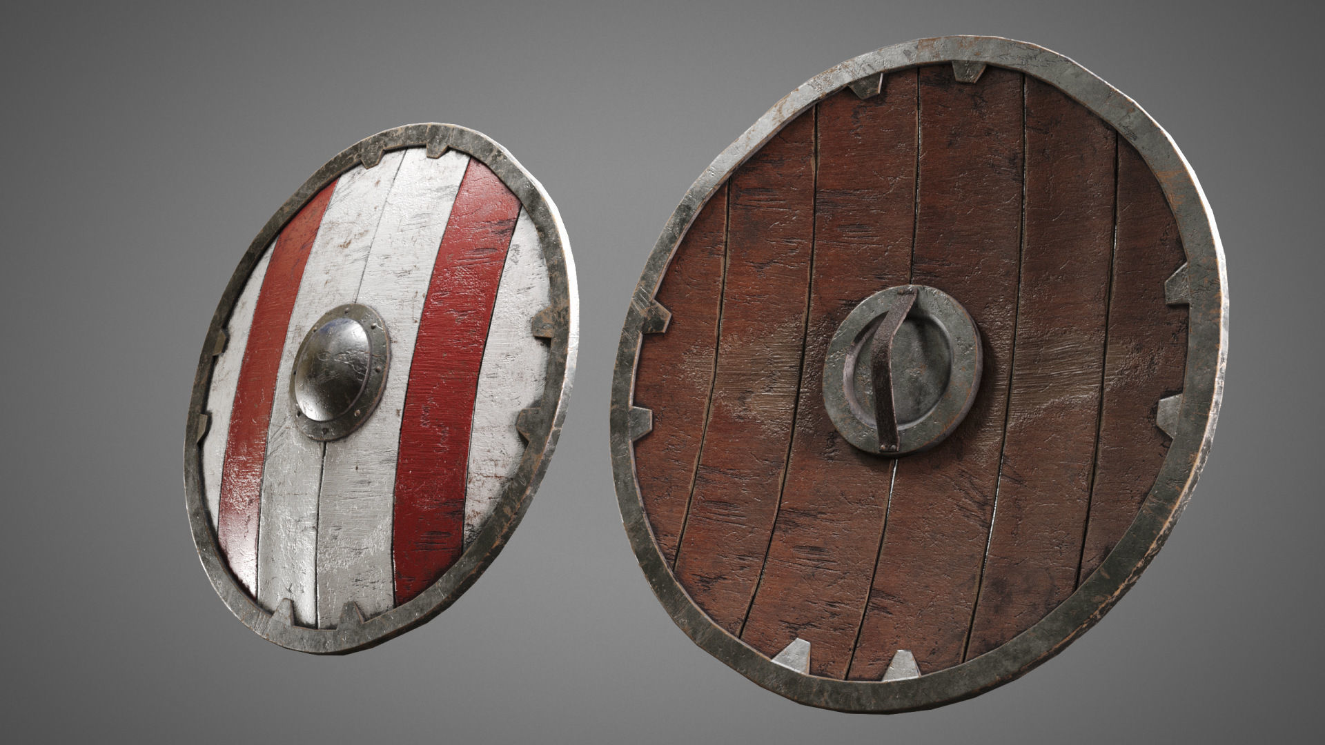 Shield PBR LowPoly two medieval shields Low-poly 3D model_3