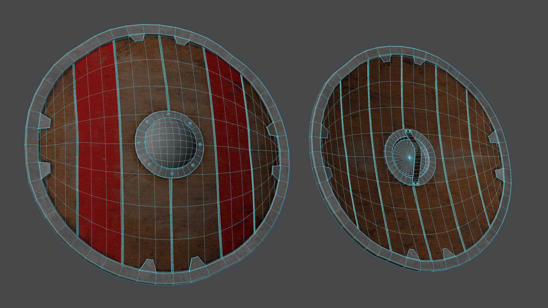 Shield PBR LowPoly two medieval shields Low-poly 3D model_21