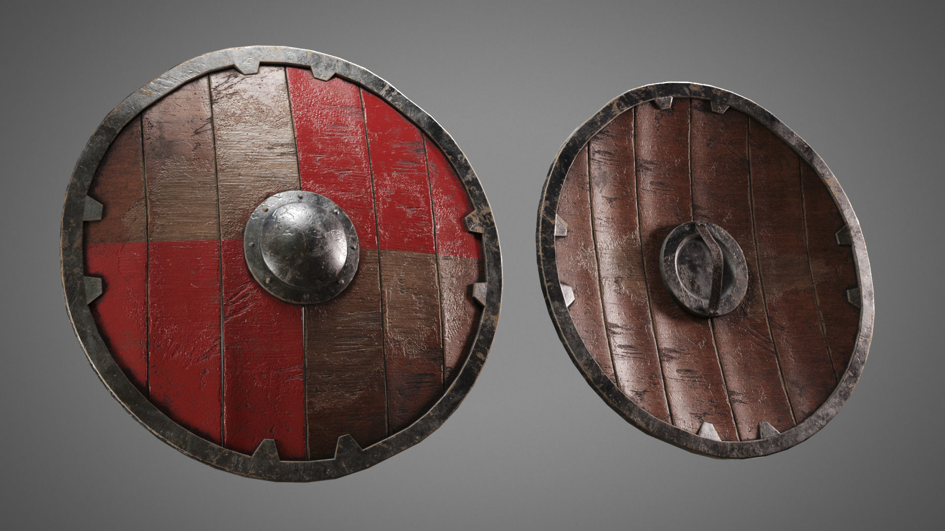 Shield PBR LowPoly two medieval shields Low-poly 3D model_14