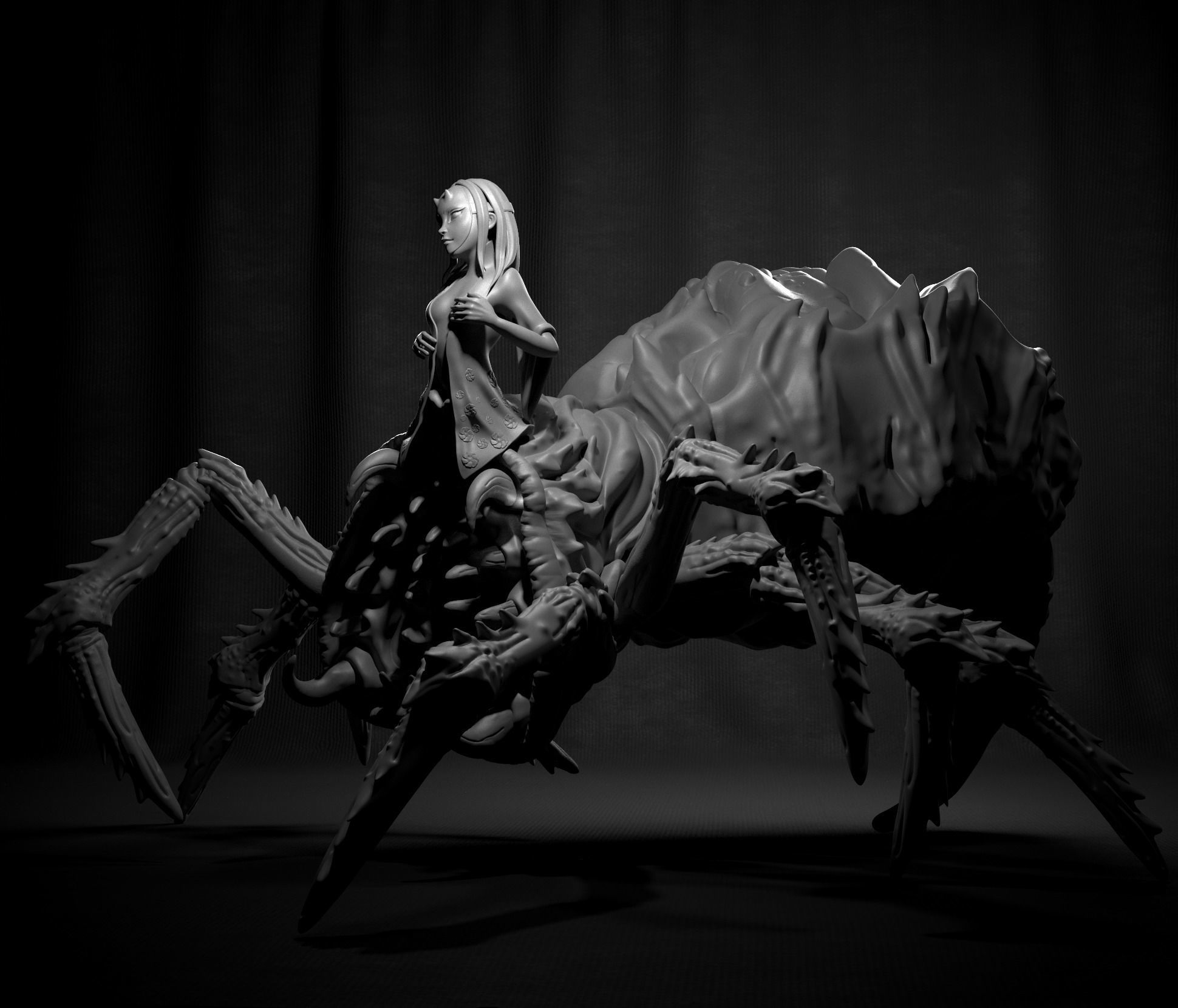 Girl spider trap 3D model_3