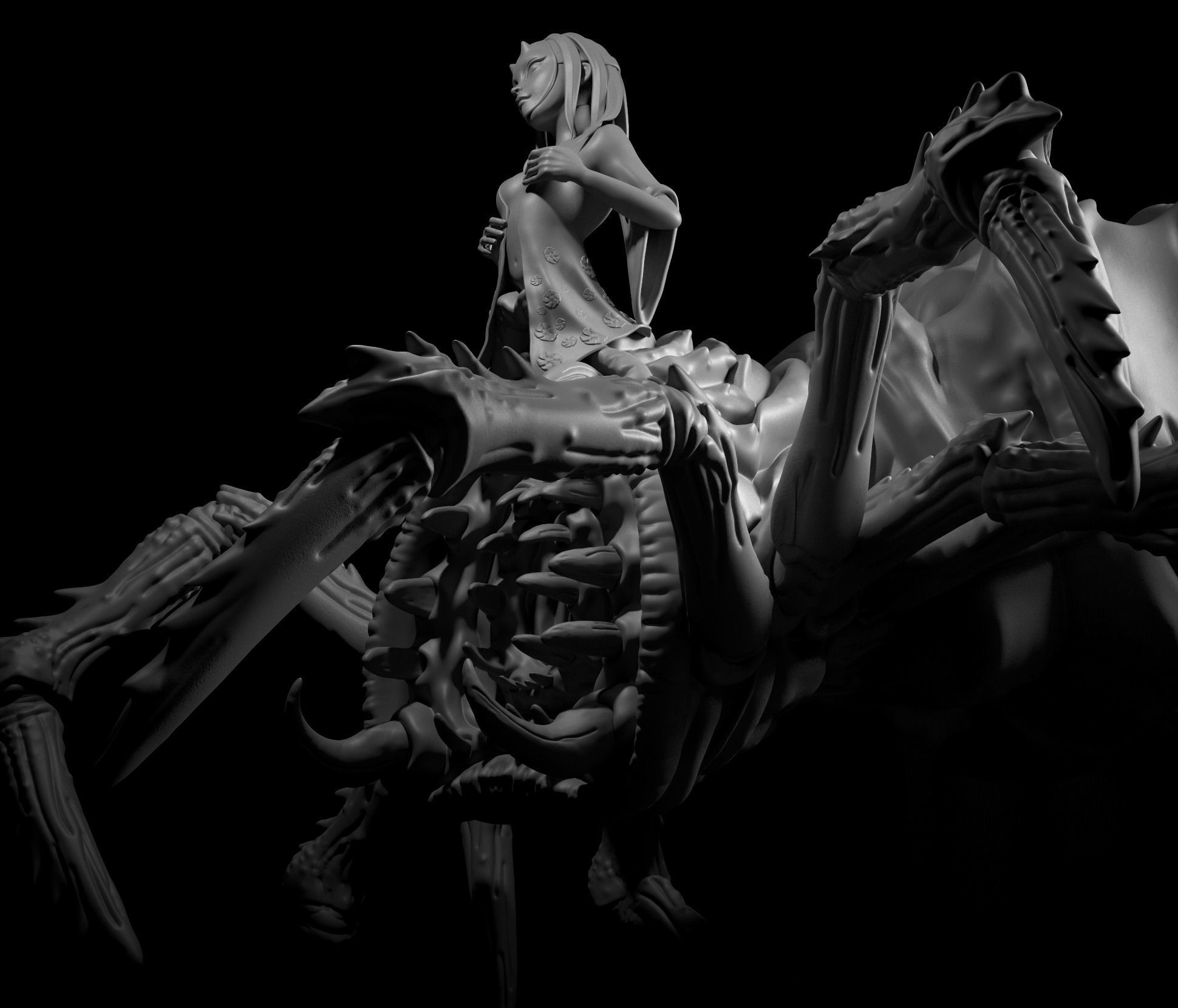 Girl spider trap 3D model_5