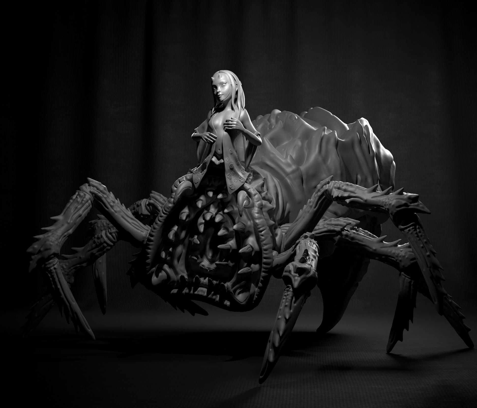 Girl spider trap 3D model_2