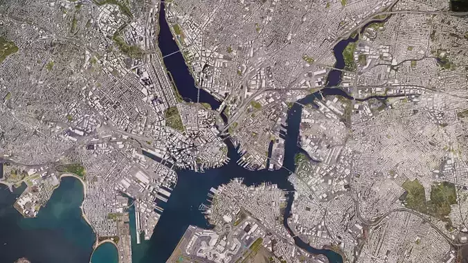 Boston Low-poly port of sydney from space