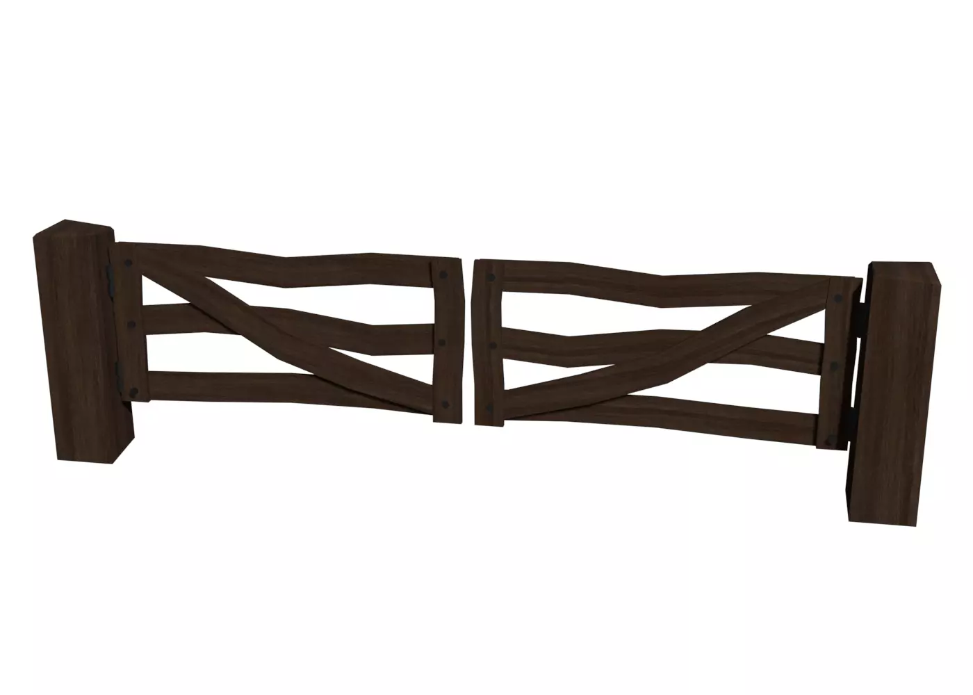 Wooden Oak Gate Free low-poly 3D model