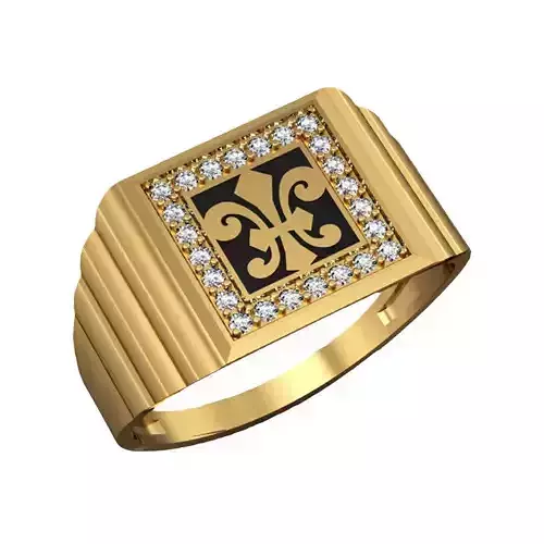 5 rings gold ring with diamonds and fleur de lis design