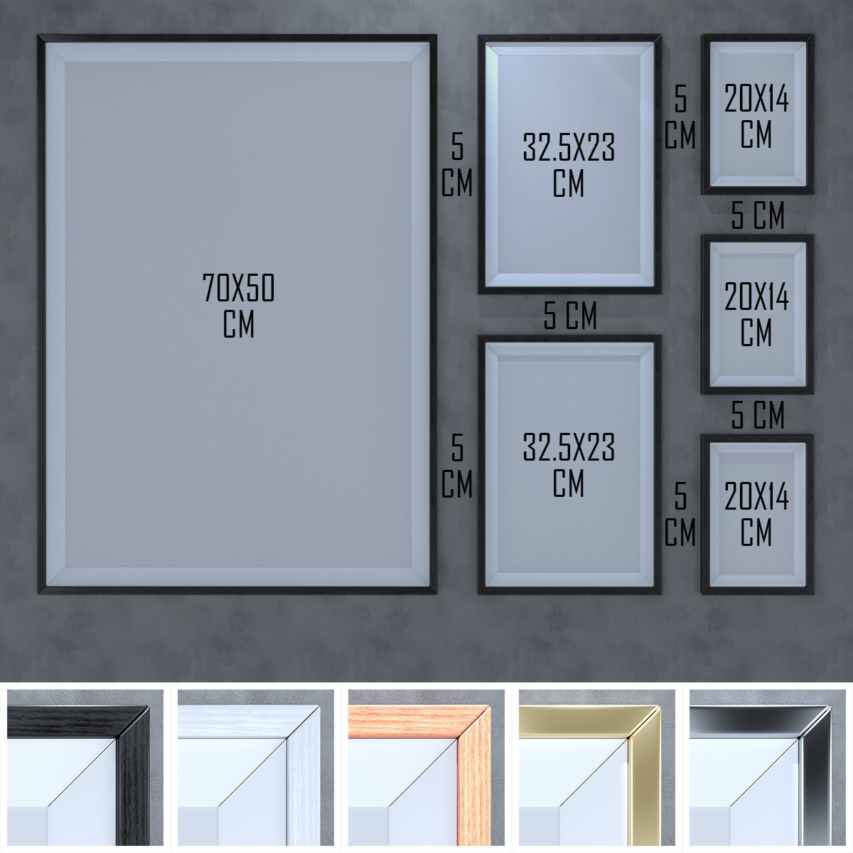 Frame 4 framed pictures for living room 3D model_1