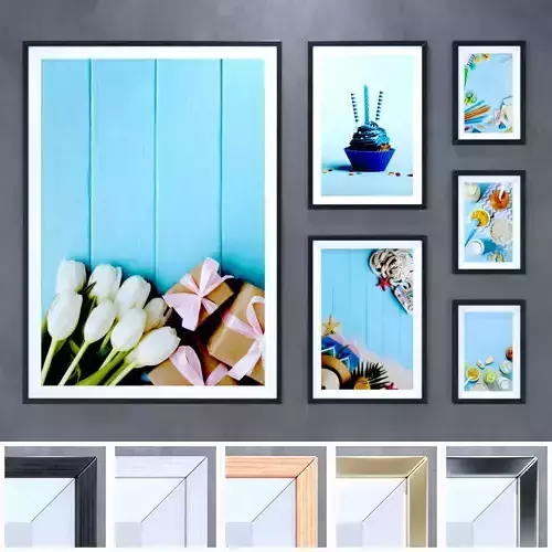 Frame 4 framed pictures for living room 3D model