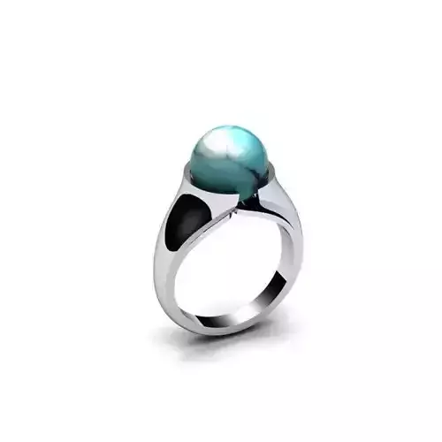 3 rings silver ring with turquoise stone 3D print model