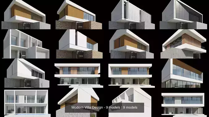 Modern Villa Design - 9 models 3D Model Collection
