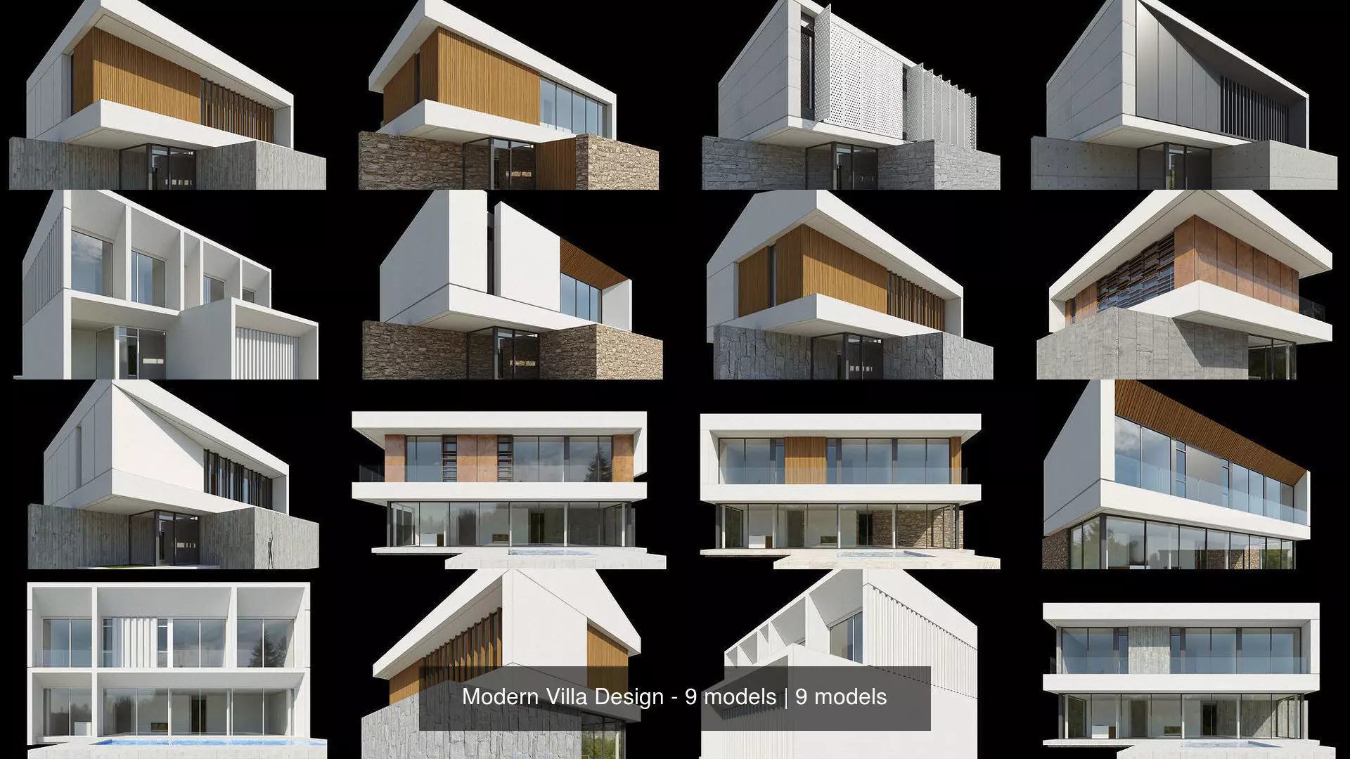 Modern Villa Design - 9 models 3D Model Collection_0