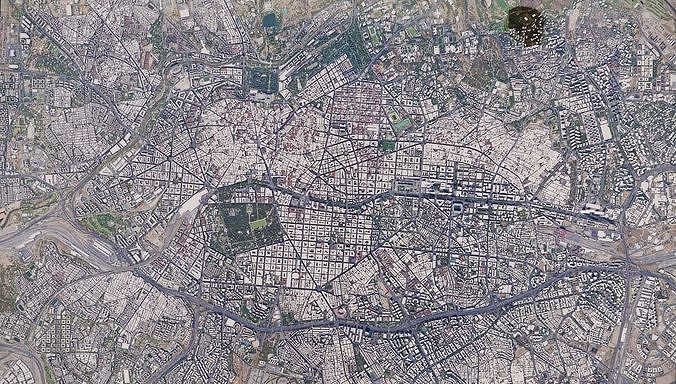 Madrid Low-poly city of paris from space 3D model