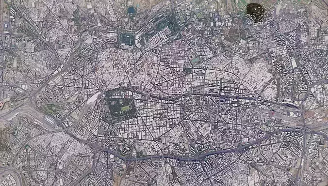 Madrid Low-poly city of paris from space