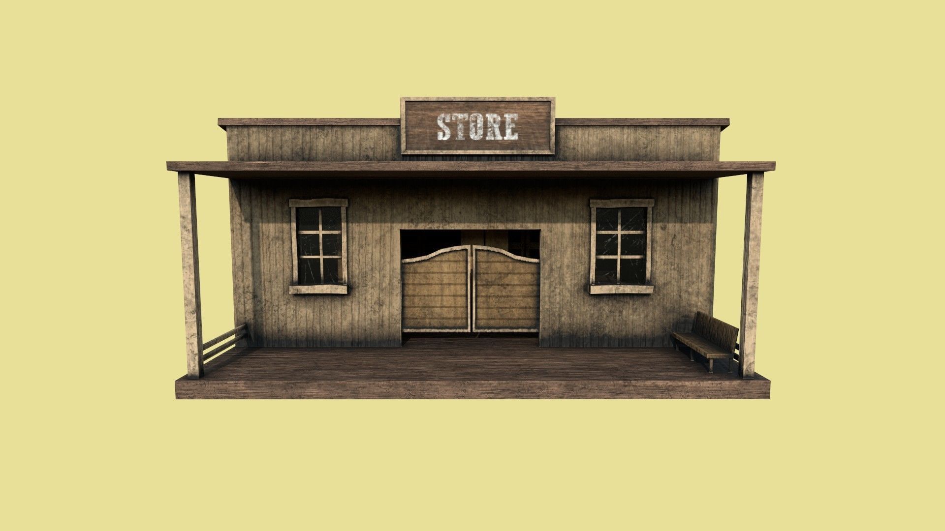 Western Store - Wild West Building - Backdrop Full Perm Low-poly 3D model_1