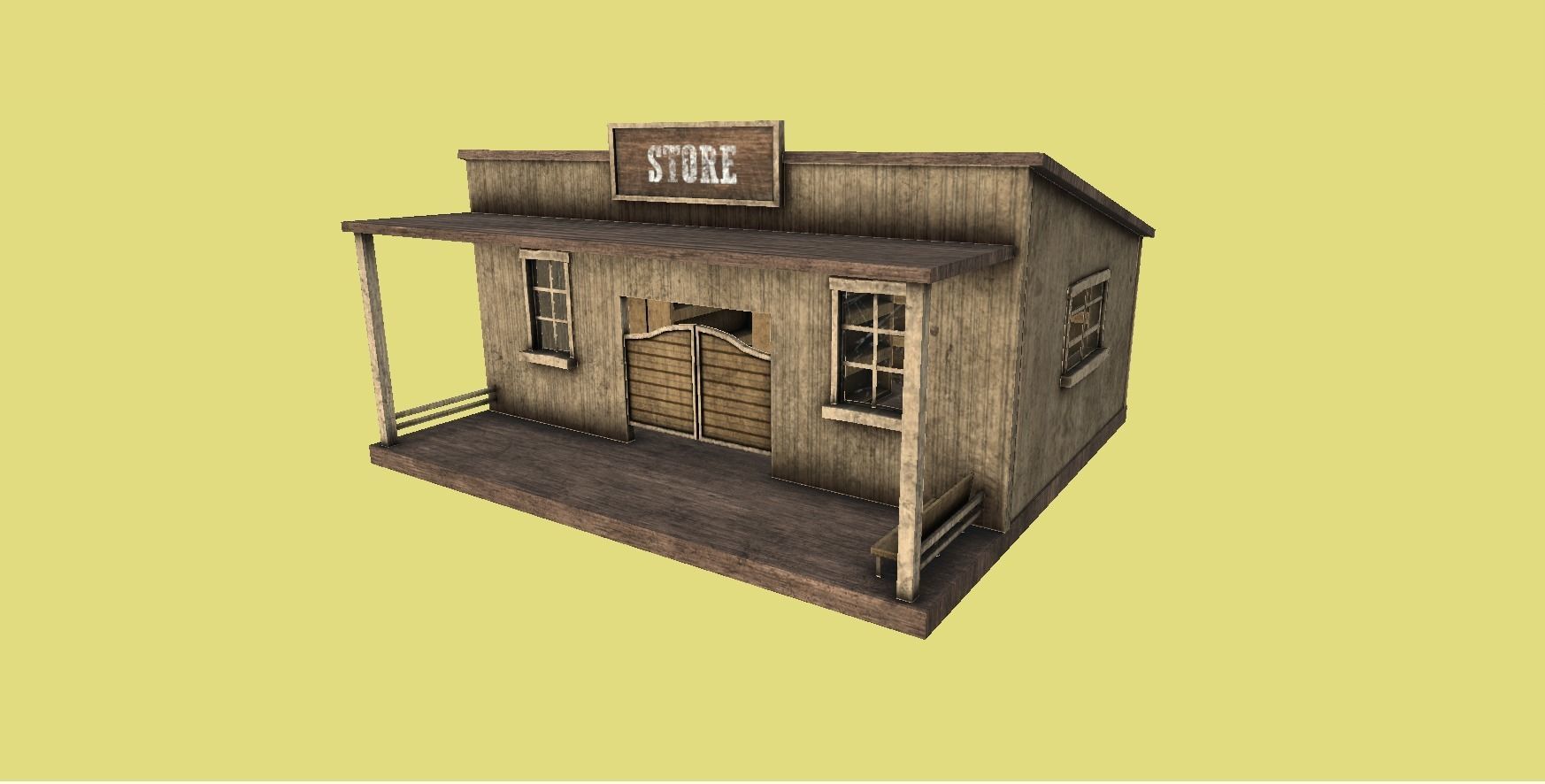 Western Store - Wild West Building - Backdrop Full Perm Low-poly 3D model_3