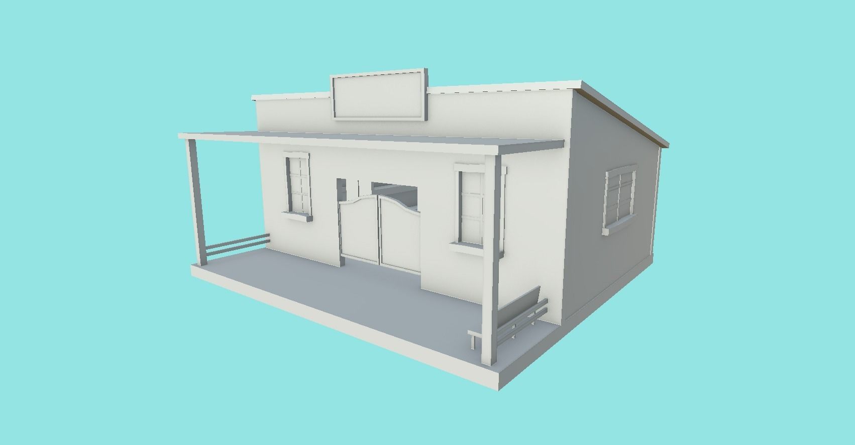 Western Store - Wild West Building - Backdrop Full Perm Low-poly 3D model_9