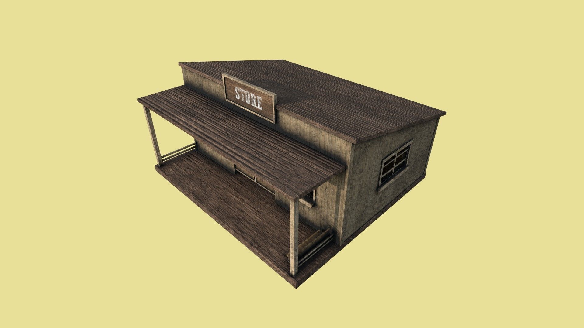 Western Store - Wild West Building - Backdrop Full Perm Low-poly 3D model_2