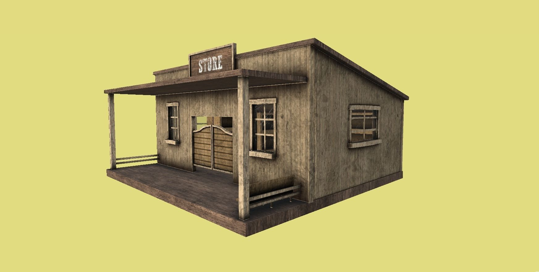 Western Store - Wild West Building - Backdrop Full Perm Low-poly 3D model_6