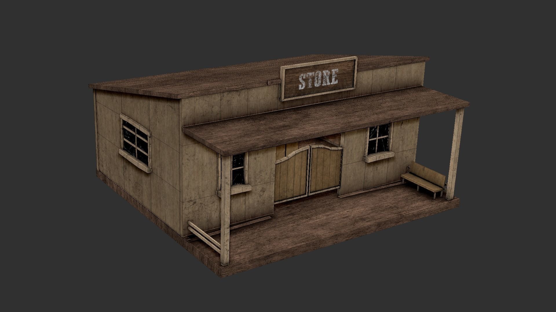 Western Store - Wild West Building - Backdrop Full Perm Low-poly 3D model_13