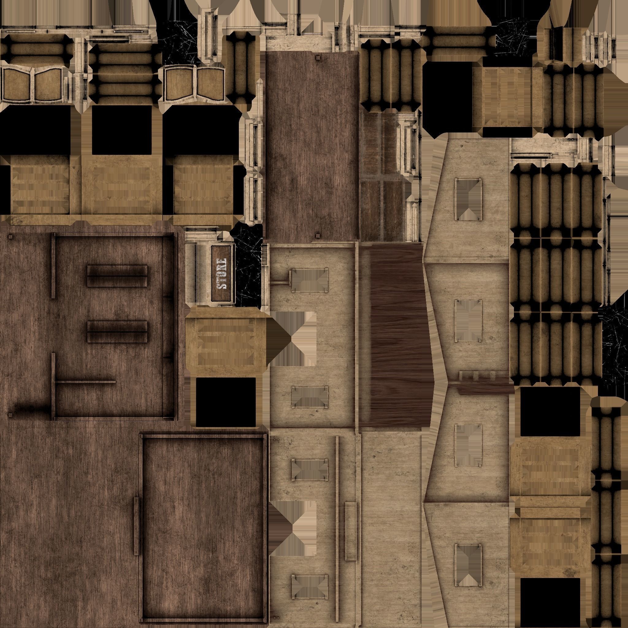 Western Store - Wild West Building - Backdrop Full Perm Low-poly 3D model_17