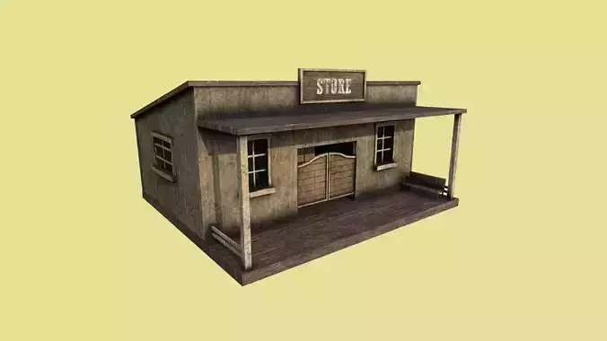 Western Store - Wild West Building - Backdrop Full Perm Low-poly 3D model