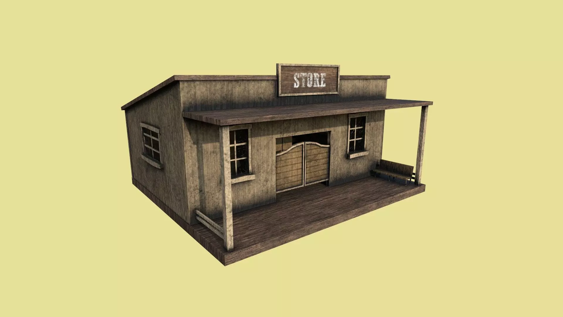 Western Store - Wild West Building - Backdrop Full Perm Low-poly 3D model_0