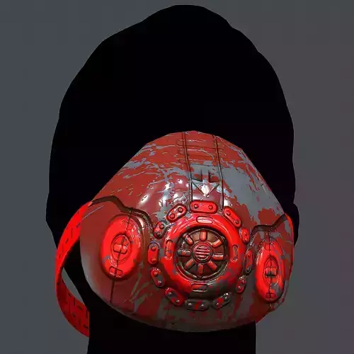 Gas mask helmet 3d model scifi Low-poly Low-poly 3D model