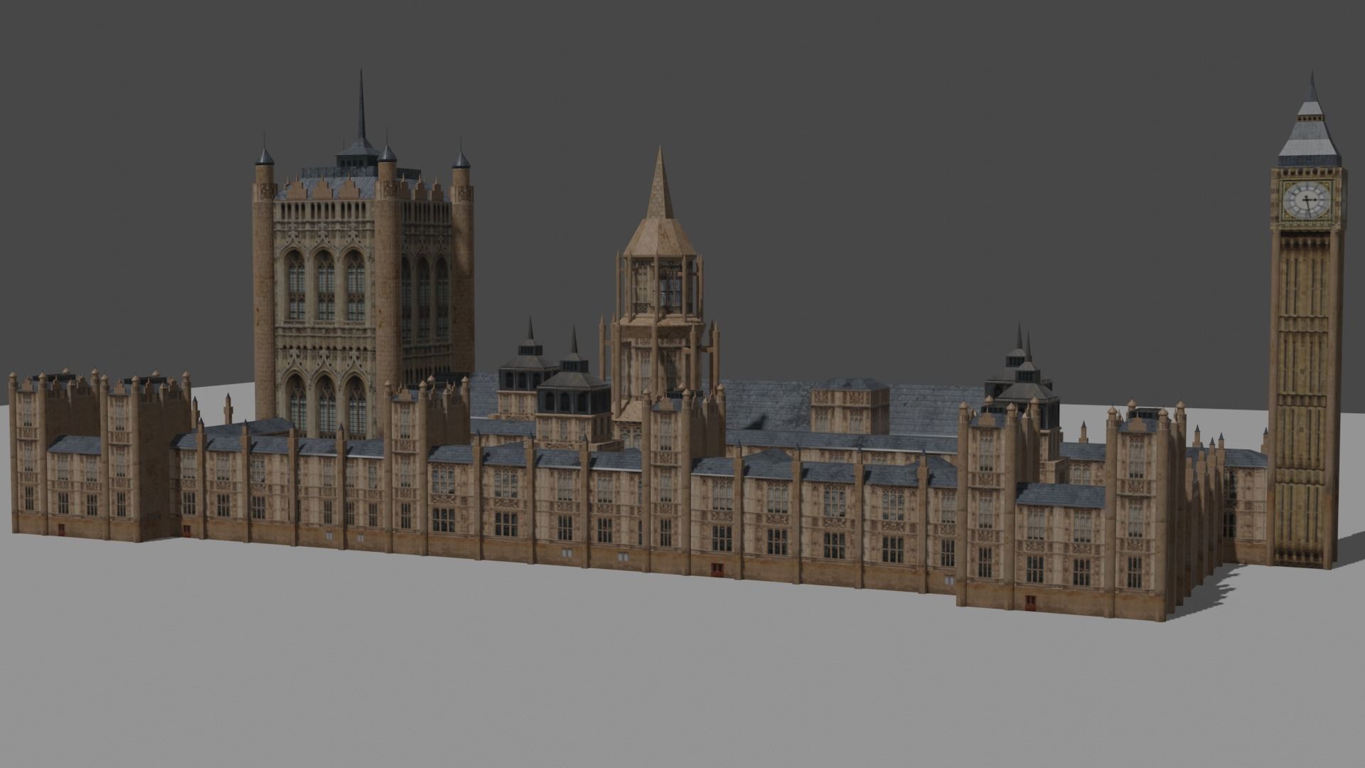 Palace of Westminster and Big Ben Low-poly 3D model Low-poly 3D model_4