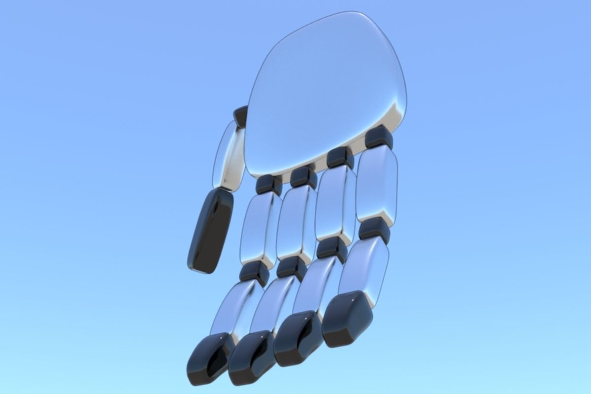 Robot Hand Animated Rigged 3D SciFi Low-poly 3D model_9