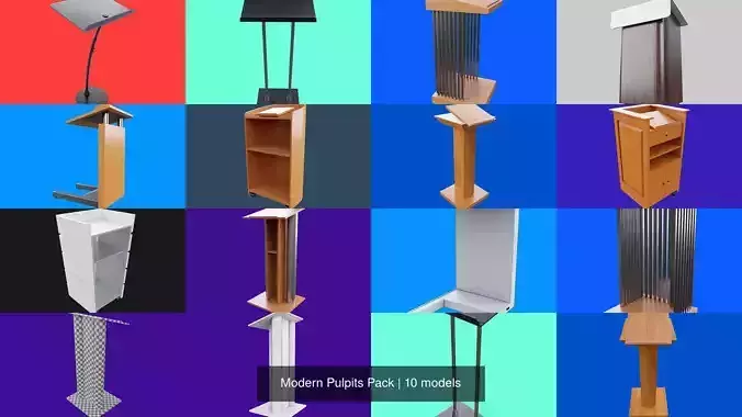 Modern Pulpits Pack 3D Model Collection
