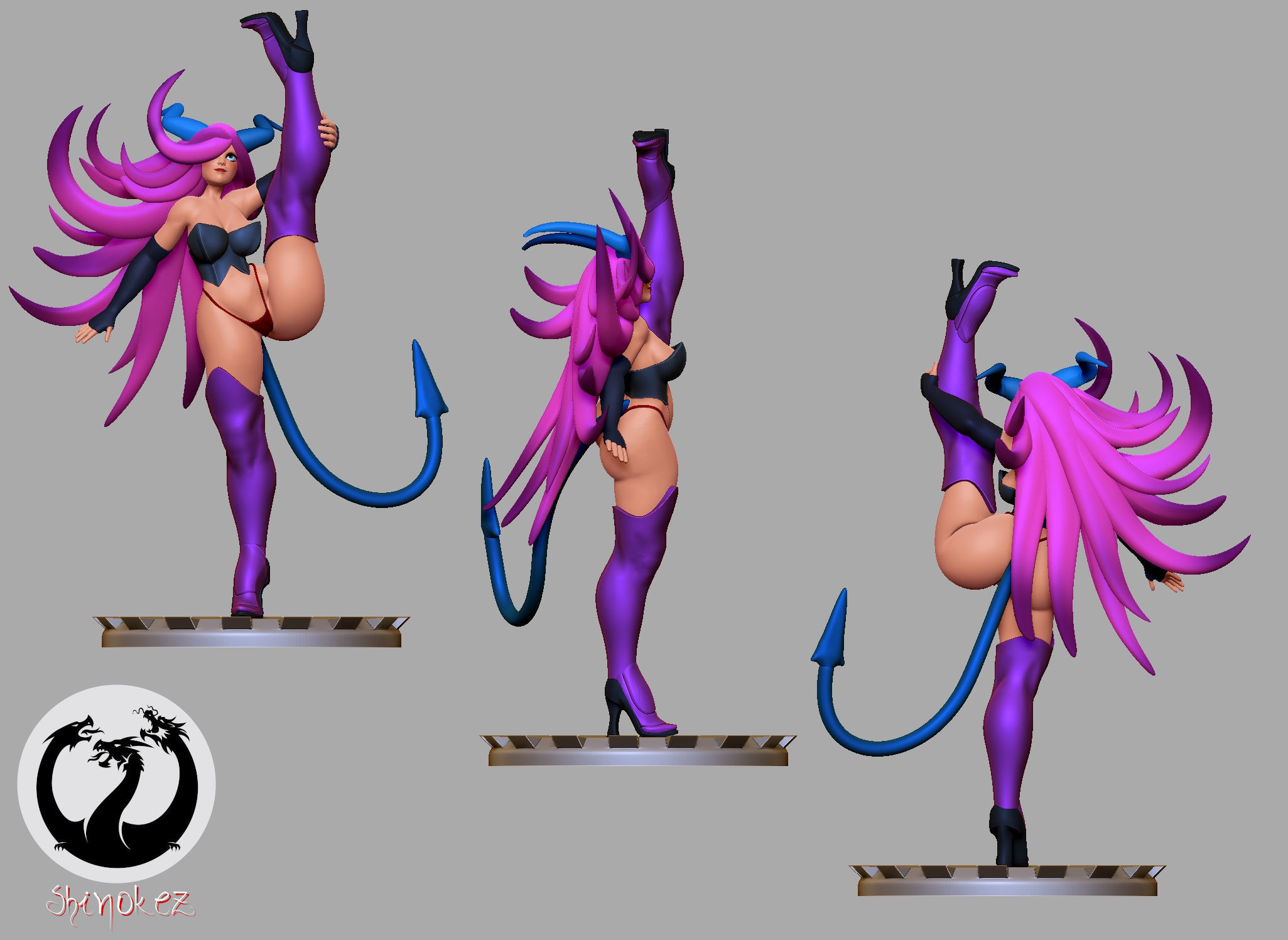 Demon girl v1 and v2 3D print model_1