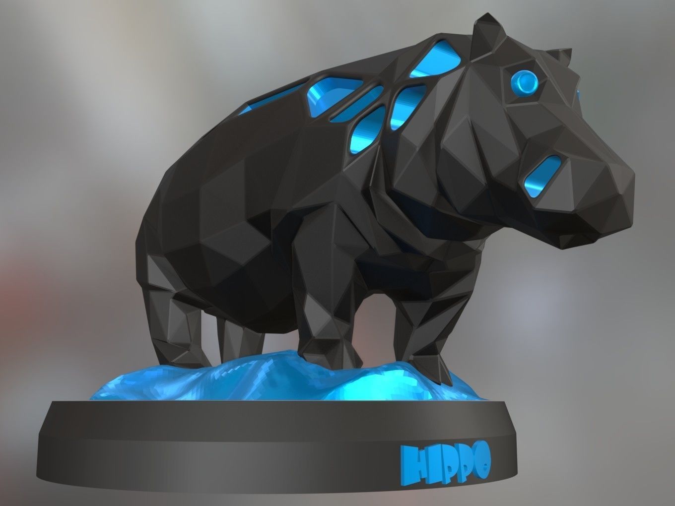 Voronoi Hippo Rock 3D print model_1