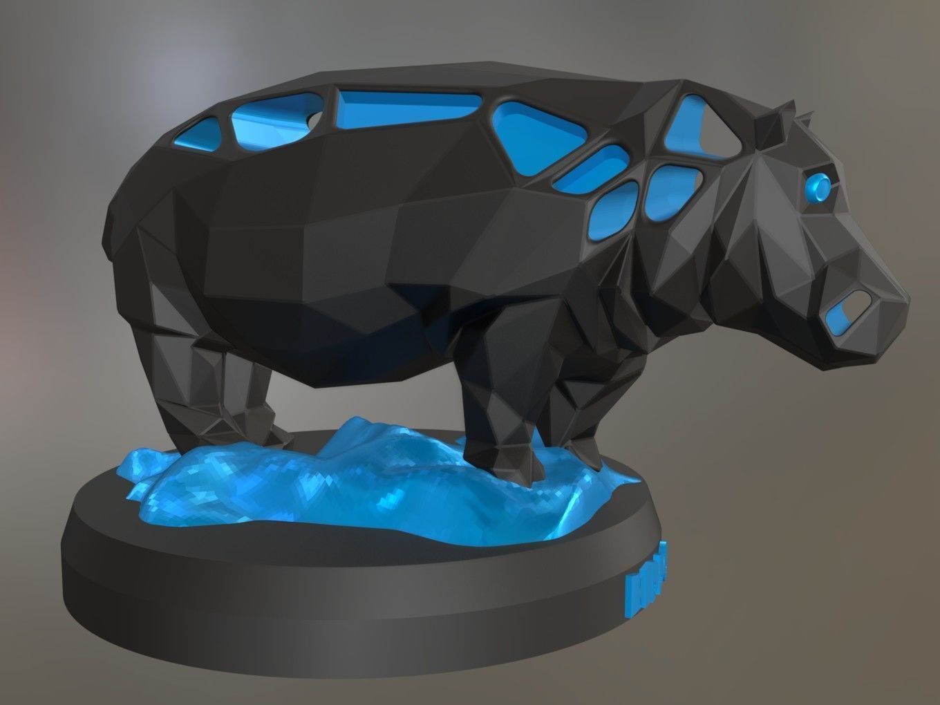 Voronoi Hippo Rock 3D print model_2