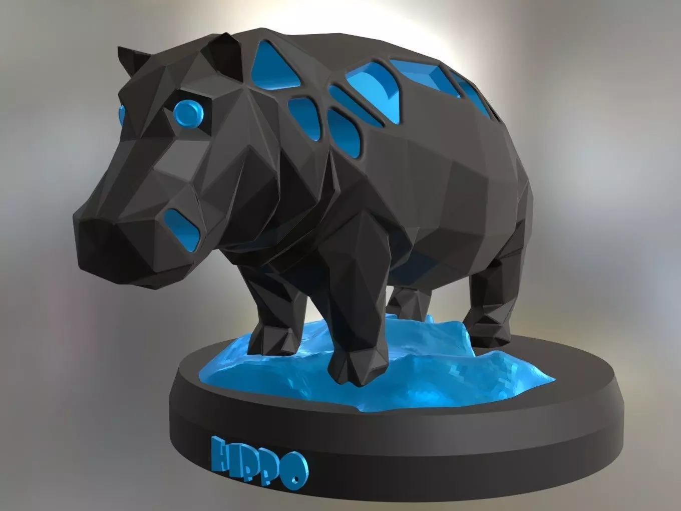 Voronoi Hippo Rock 3D print model_0