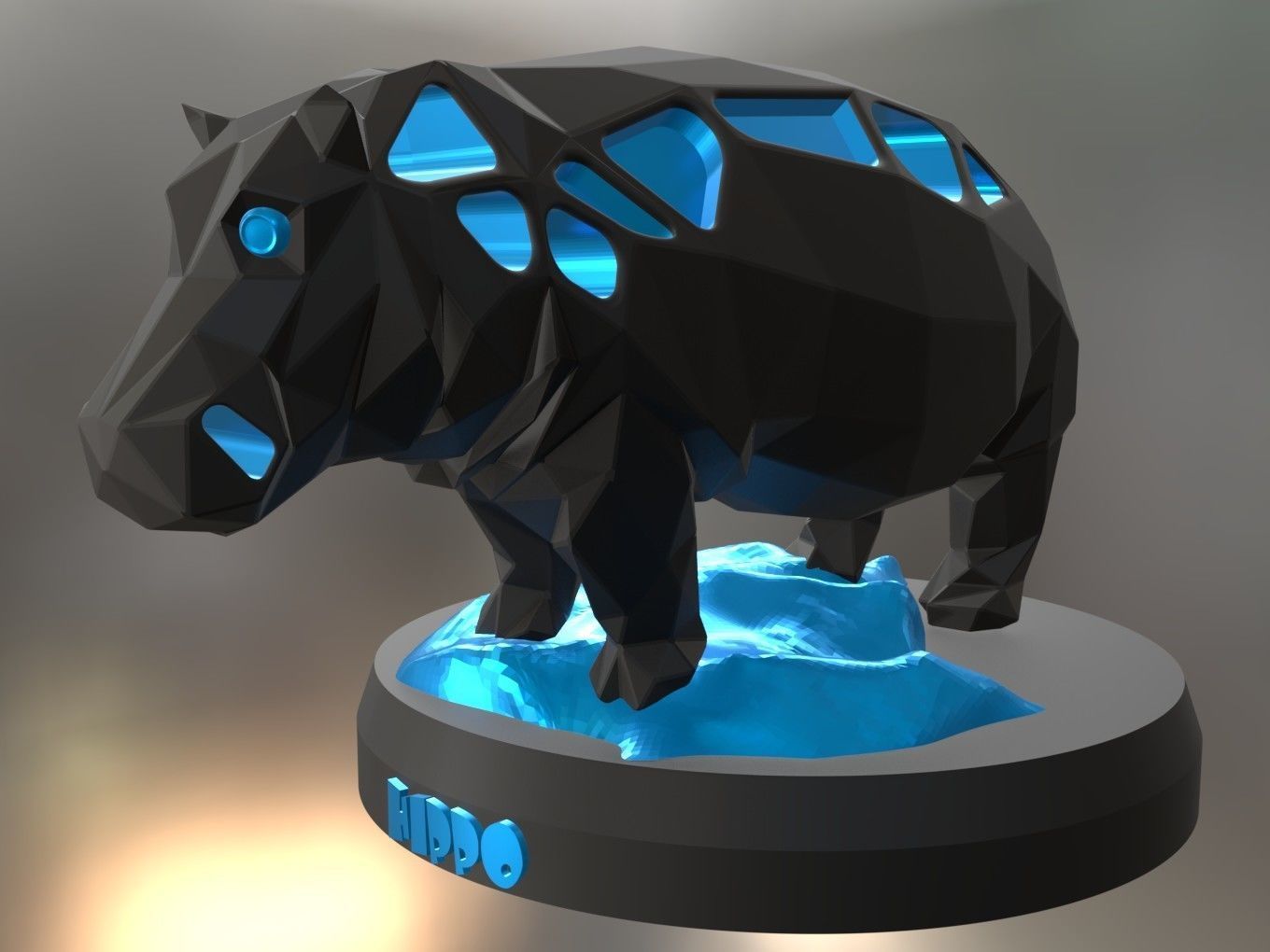 Voronoi Hippo Rock 3D print model_6